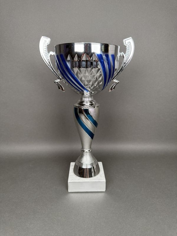 Pokal Jonathan, Silver-Blå, 355mm, Diameter 140mm
